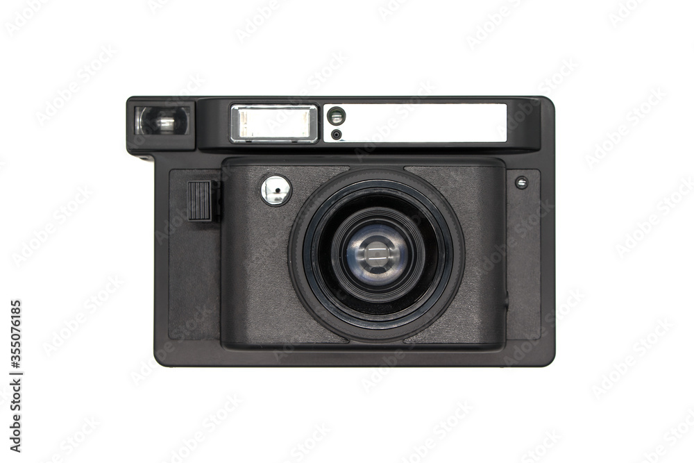 retro black vintage mono camera isolated on white background