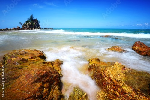 Beautiful seascape at sunrise in Terengganu, Malaysia