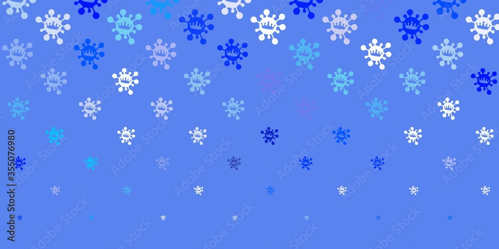 Fototapeta premium Light blue vector backdrop with virus symbols.