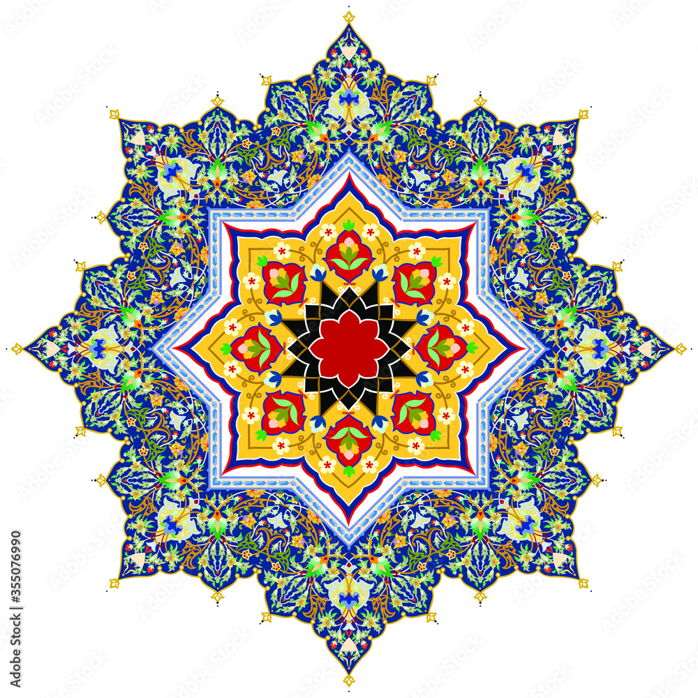 mandala motif on white background