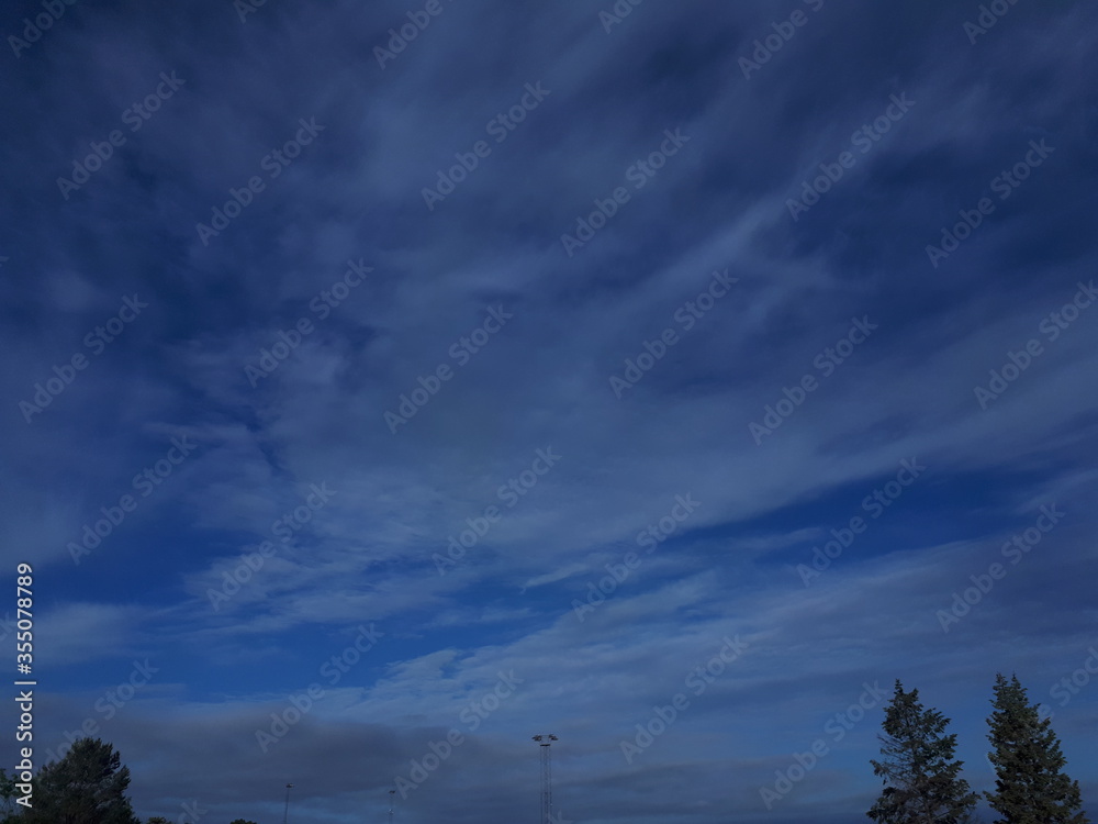 Silhouettes of trees against the backdrop of blue sky - Bekkelaget 