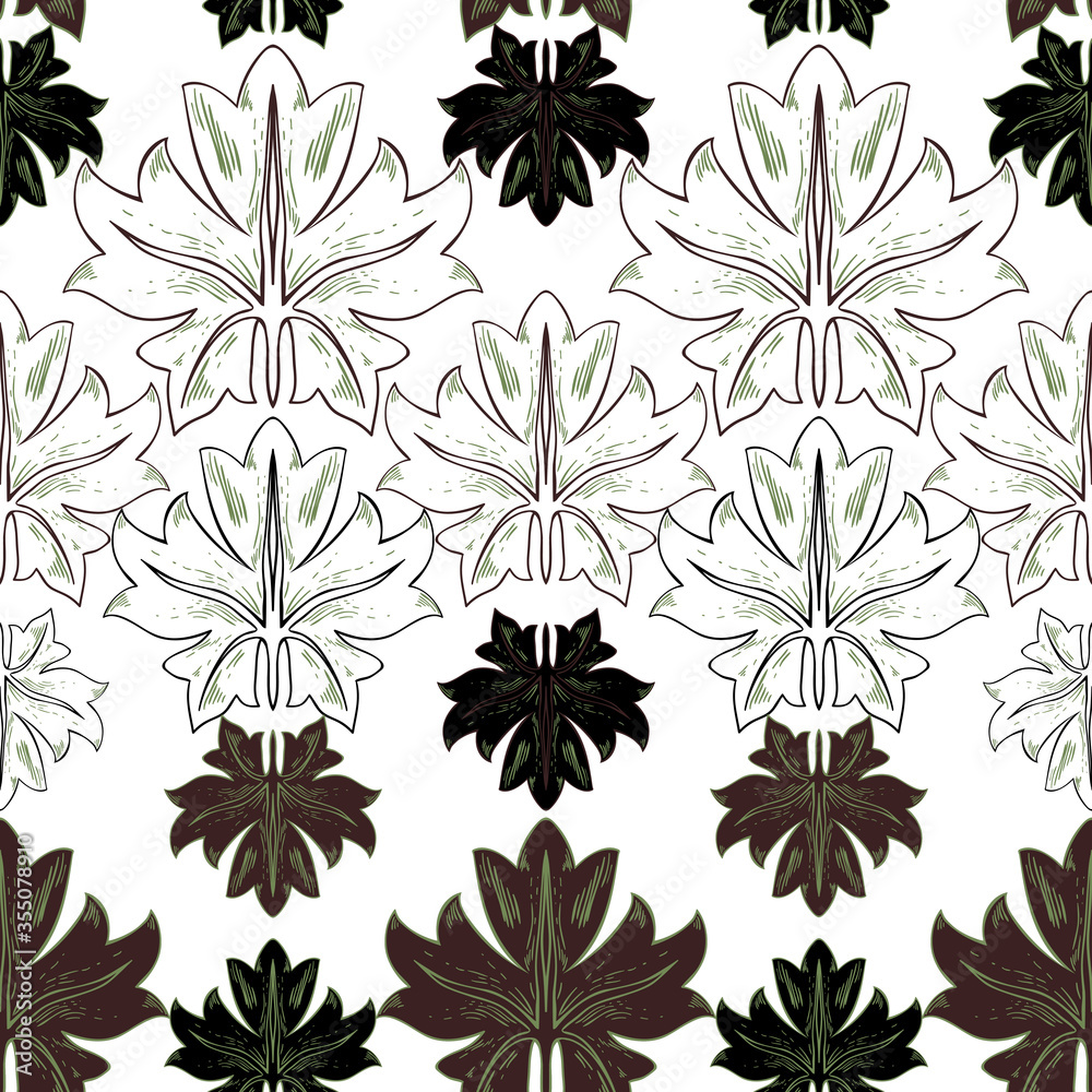 Pattern of plant leaves in vintage style