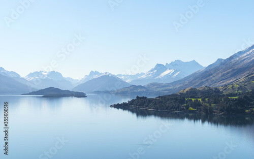 Glenorchy Panoramic Views; Lake Wakatipu, Central Otago New Zealand; Views to Mt. Alfred, Mt. Earnslaw And Paradise