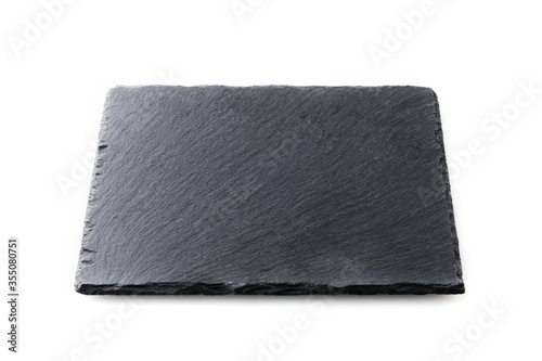 ストーンプレートの背景素材 Black slate plate isolated on white