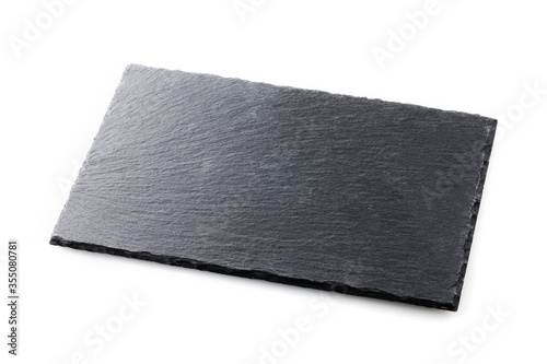ストーンプレートの背景素材 Black slate plate isolated on white