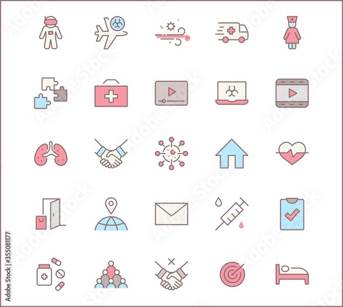 Set of Coronavirus Protection Vector Line Icon. Contains such Icons as Ambulance, Novel CoronaVirus, Protective Measures, Symptoms, Incubation Period and more. 32x32 Pixels. Editable Stroke
