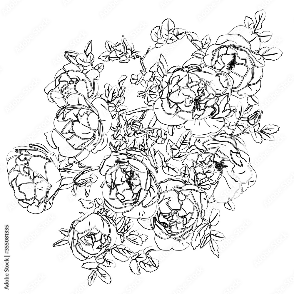 Retro rose silhouette