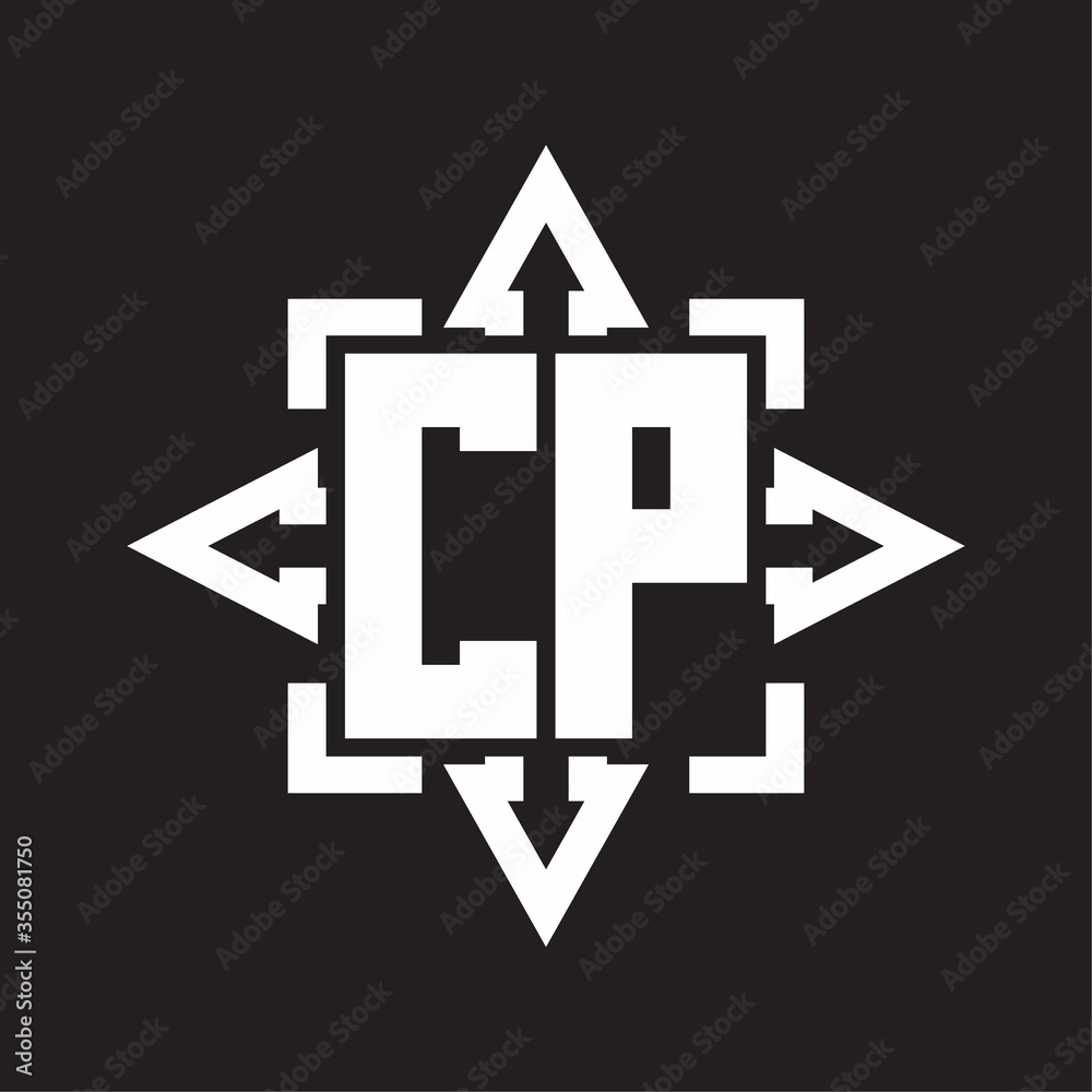 CP Logo monogram with rounded arrows shape design template CP Logo monogram with rounded arrows shape design template