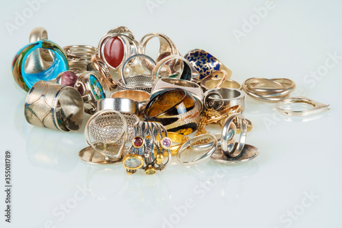 A collection of different rings and jewelry