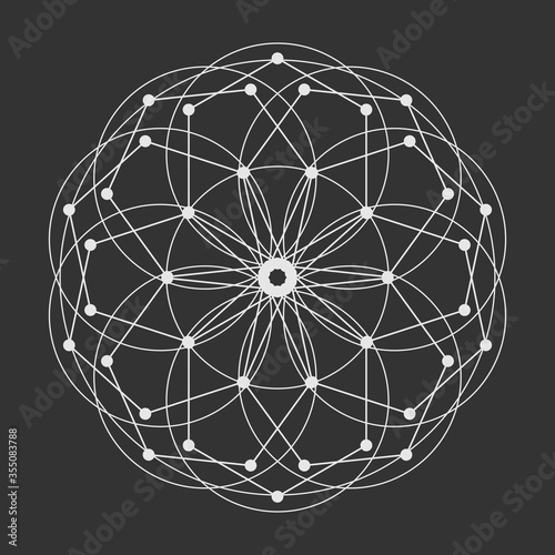 Mystical geometry symbol. Linear alchemy, occult, philosophical sign. For music album cover, poster, sacramental design. Astrology and religion concept.