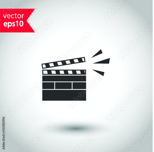 Cinema movie film clapper vector icon sign. Studio background. EPS 10 flat icon. Movie clapper symbol pictogram. Movie clapper flat sign design