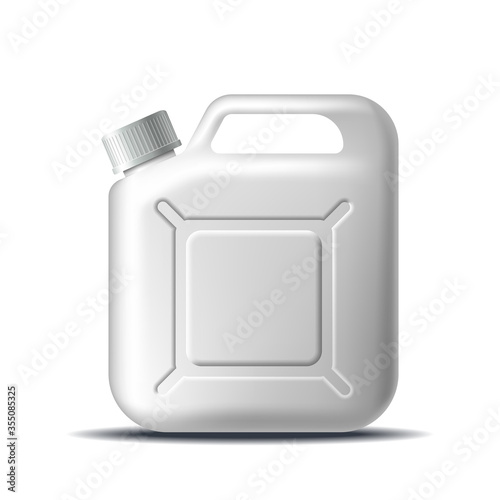 White Plastic Jerrycan Oil isolated on white