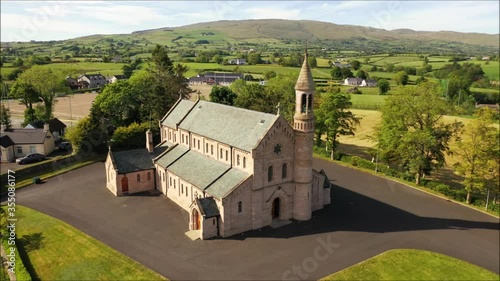 Drone sequence of St. Michael's Chapel in Lissan, Northern Ireland photo