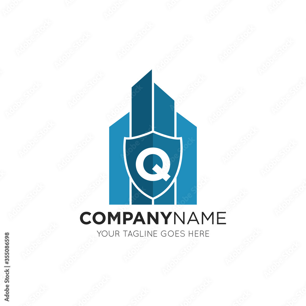 initial letter q building logo vector illustration design template initial letter q building logo vector illustration design template