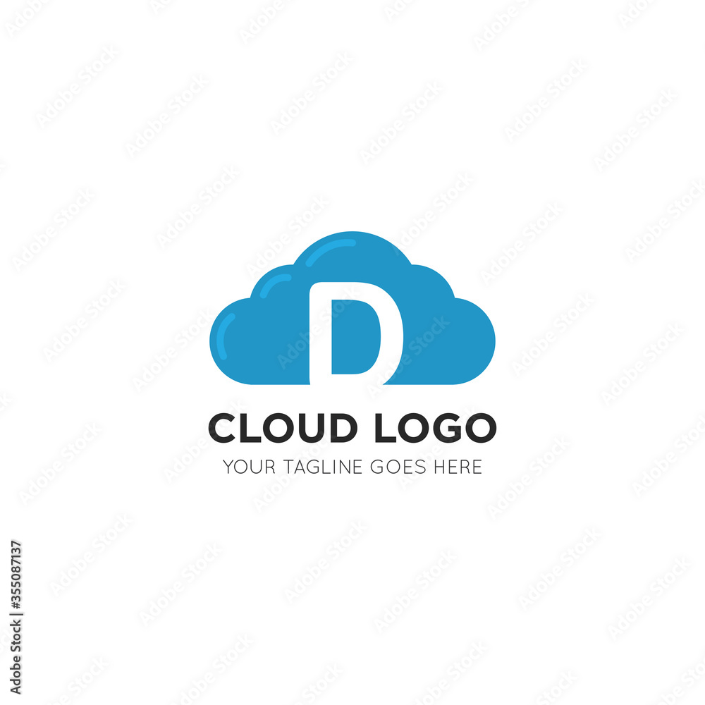 initial leter d cloud logo and icon vector illustration design template initial leter d cloud logo and icon vector illustration design template