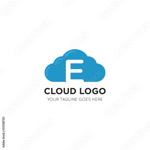 initial leter e cloud logo and icon vector illustration design template
