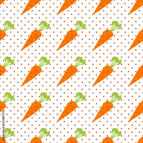 Seamless pattern vegetable carrot market. Design farm natural vitamin