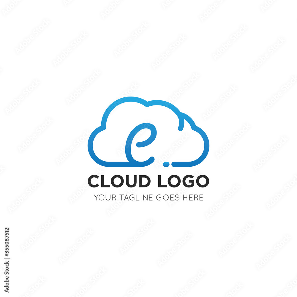 initial leter e cloud logo and icon vector illustration design template initial leter e cloud logo and icon vector illustration design template