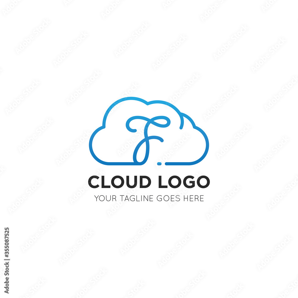 initial leter f cloud logo and icon vector illustration design template initial leter f cloud logo and icon vector illustration design template