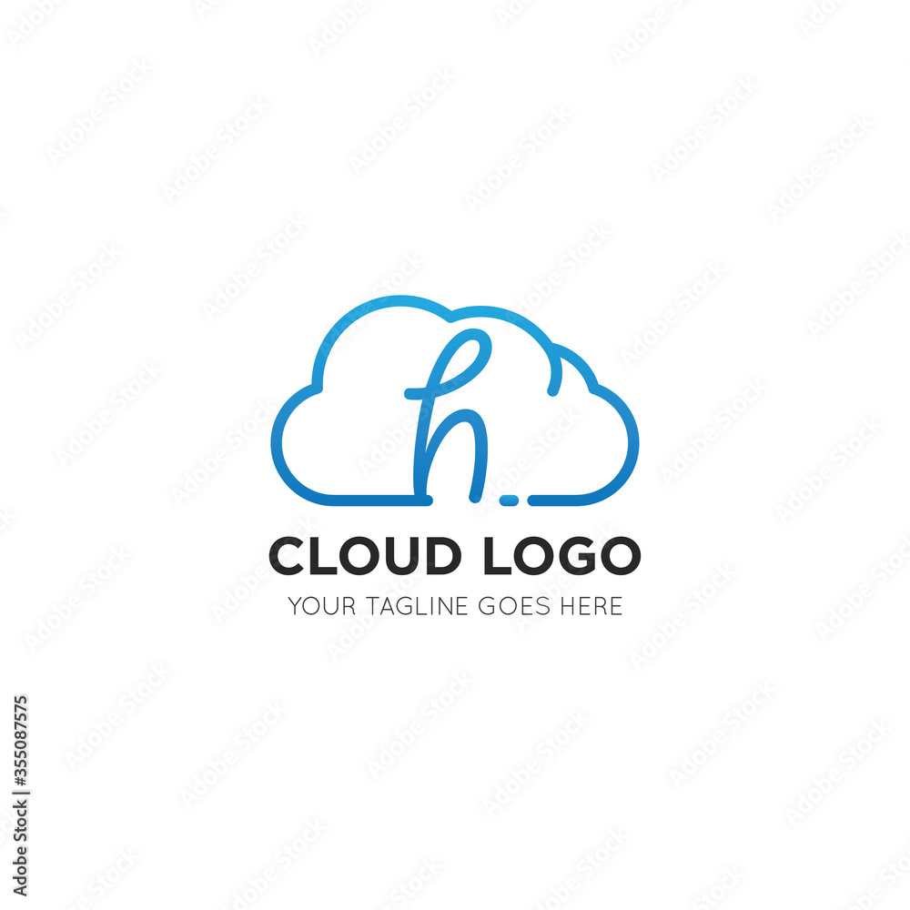 initial leter h cloud logo and icon vector illustration design template initial leter h cloud logo and icon vector illustration design template