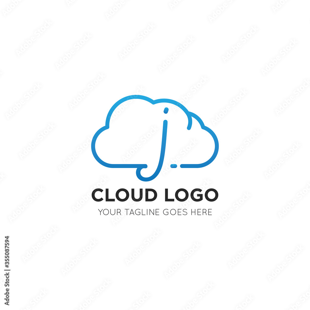 initial leter j cloud logo and icon vector illustration design template initial leter j cloud logo and icon vector illustration design template