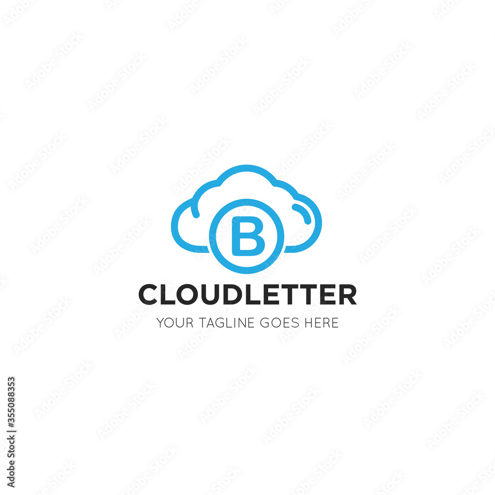 initial leter b cloud logo and icon vector illustration design template