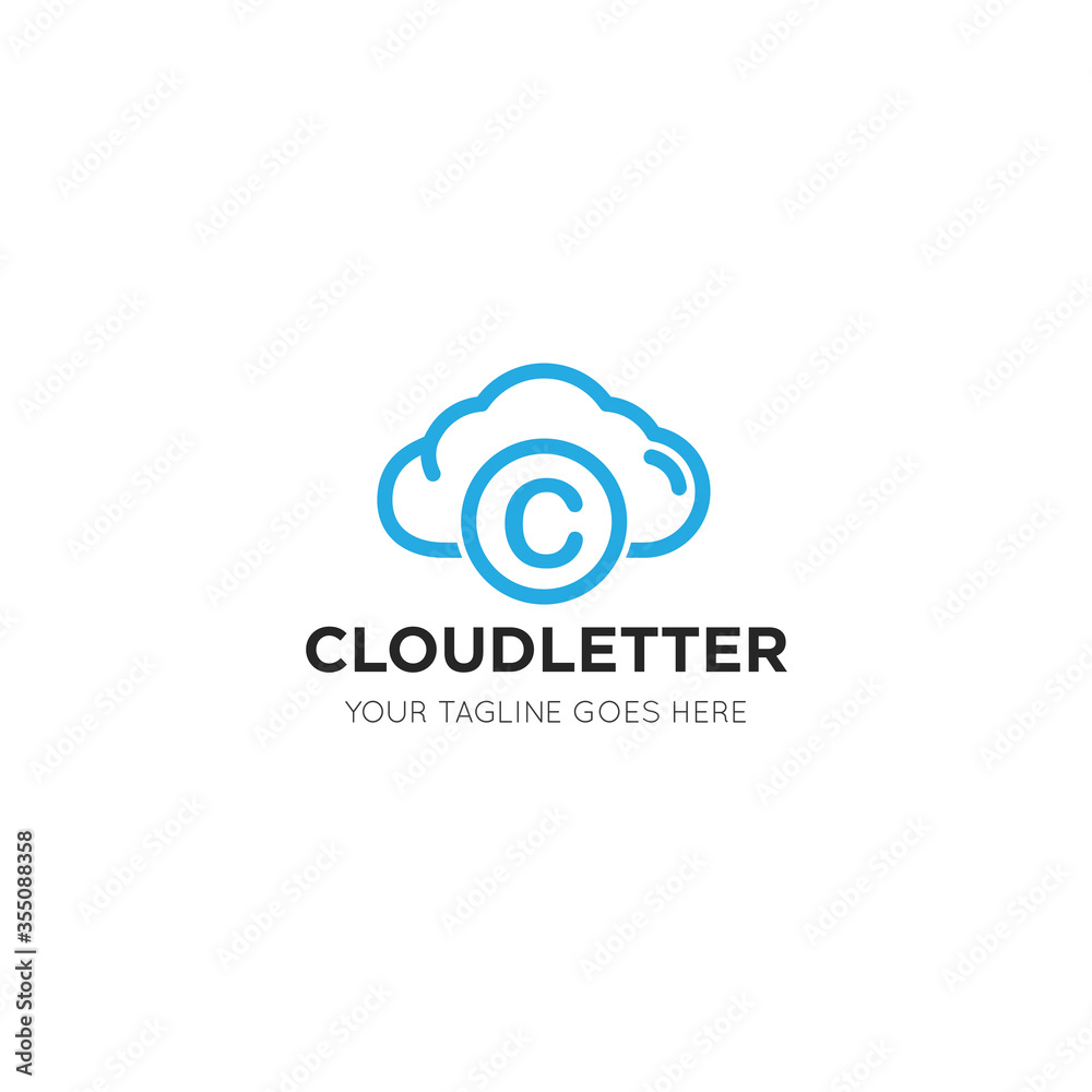 initial leter c cloud logo and icon vector illustration design template