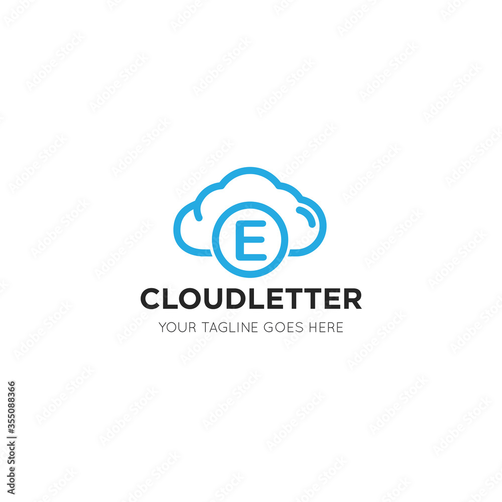 initial leter e cloud logo and icon vector illustration design template initial leter e cloud logo and icon vector illustration design template