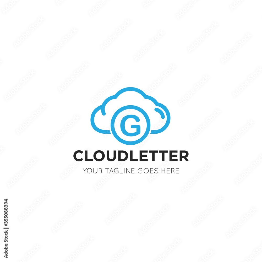 initial leter g cloud logo and icon vector illustration design template