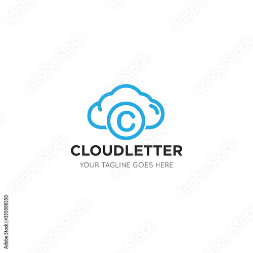 initial leter c cloud logo and icon vector illustration design template