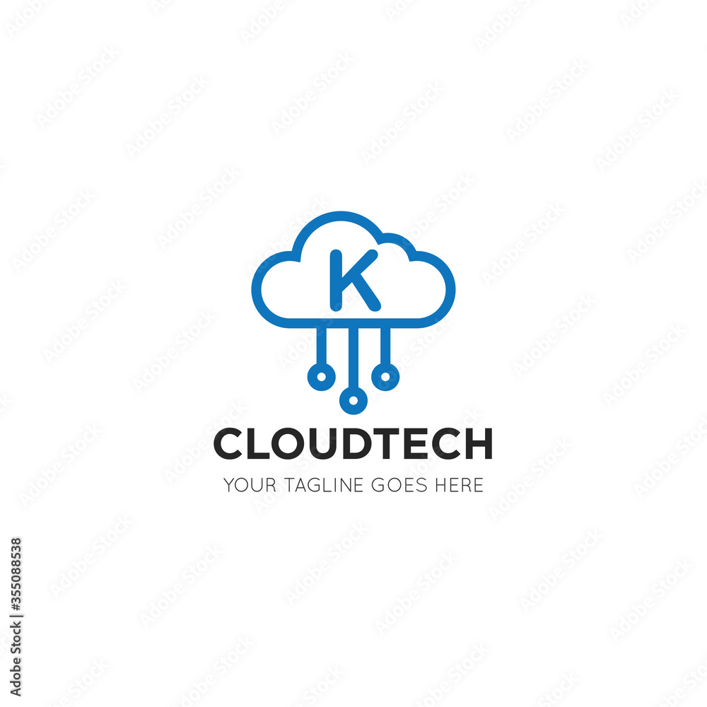 initial leter k cloud logo and icon vector illustration design template initial leter k cloud logo and icon vector illustration design template