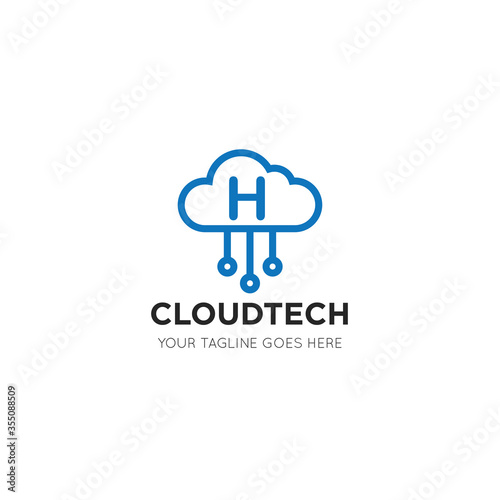 initial leter h cloud logo and icon vector illustration design template