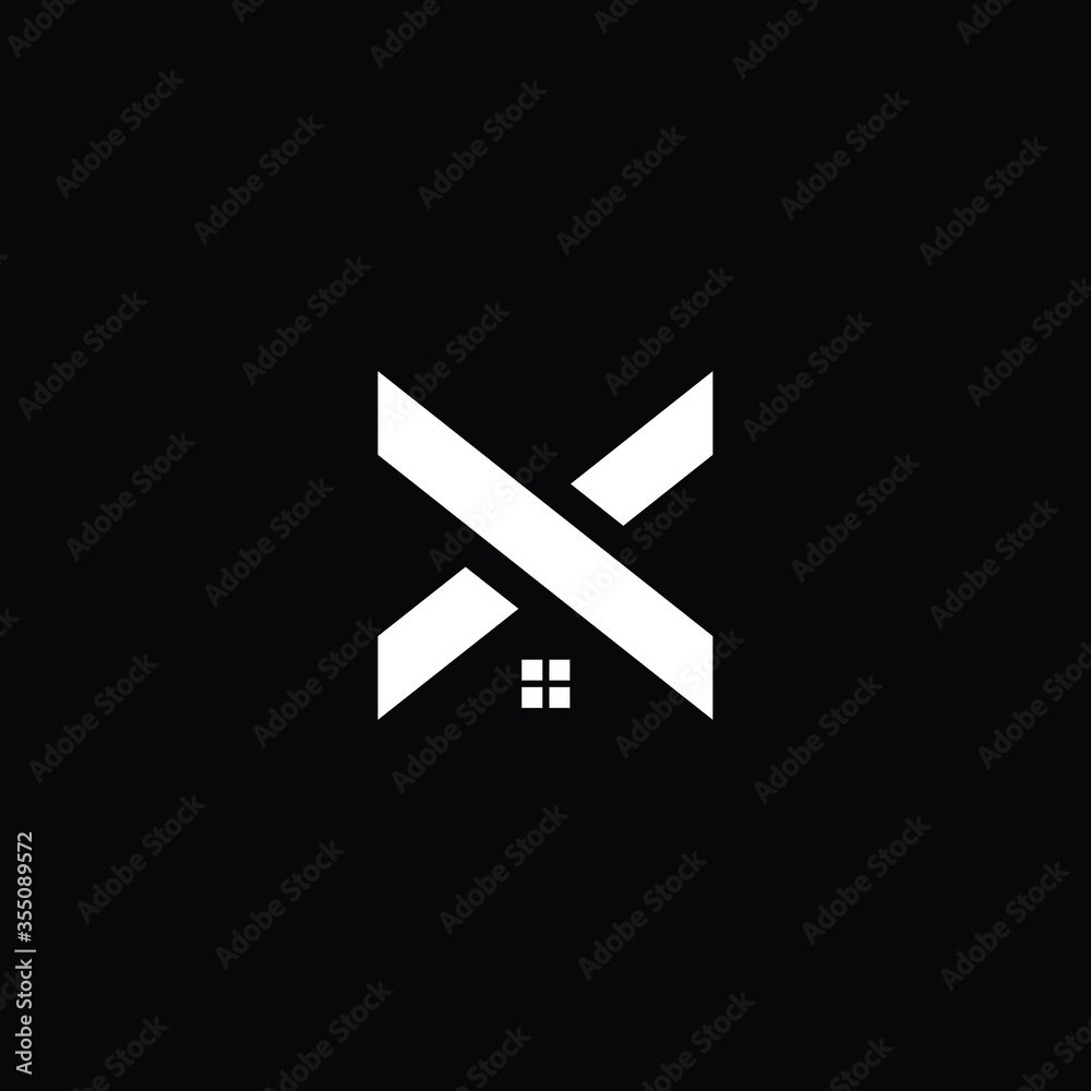 Logo design of X in vector for construction, home, real estate, building, property. Minimal awesome trendy professional logo design template on black background.