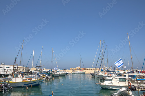 Mediterranean coast. View of the Old Jaffa Harbor.