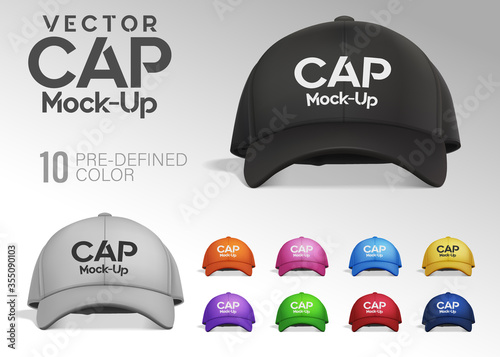 Cap Mock-Up in side view with Predefined Color, easy to edit and place your design. Vector Realistic Illustration
