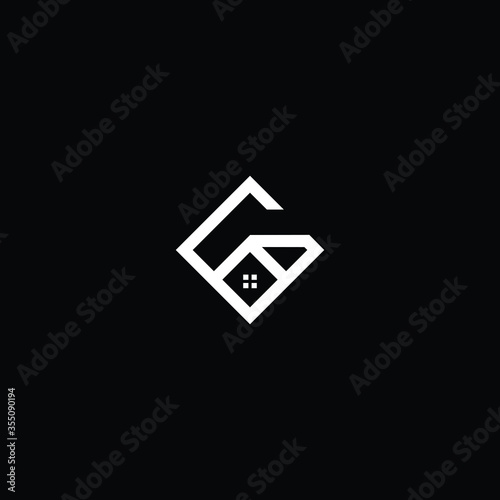 Logo design of G in vector for construction, home, real estate, building, property. Minimal awesome trendy professional logo design template on black background.