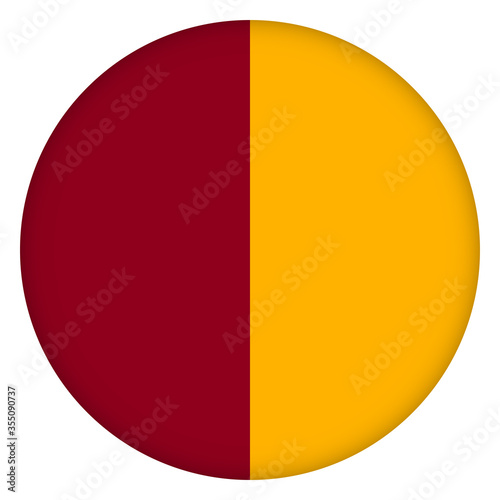 Flag of Rome city round icon, badge or button. Roman urban symbol. Template design, vector illustration.