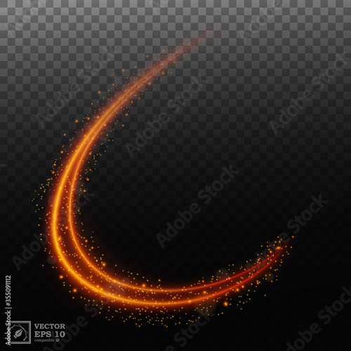 Abstract fire wavy light with a transparent background, isolated and easy to edit. Vector Illustration