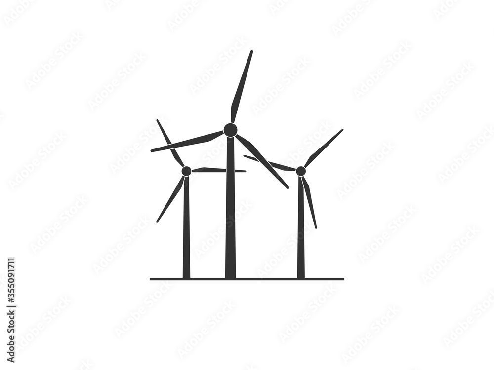 Wind energy, wind turbine icon. Vector illustration, flat design.