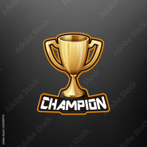 Champion Trophy Mascot Gaming. Vector EPS 10