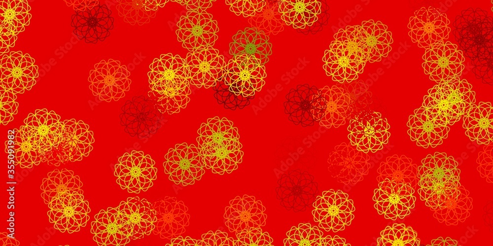 Light Green, Red vector doodle texture with flowers. Light Green, Red vector doodle texture with flowers.