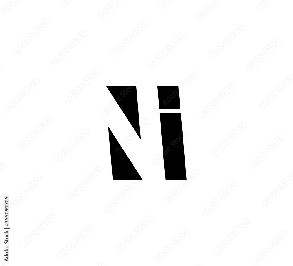 Fototapeta premium Initial letters Logo black positive/negative space NI