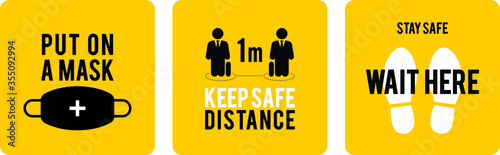 social distance signage icon vector