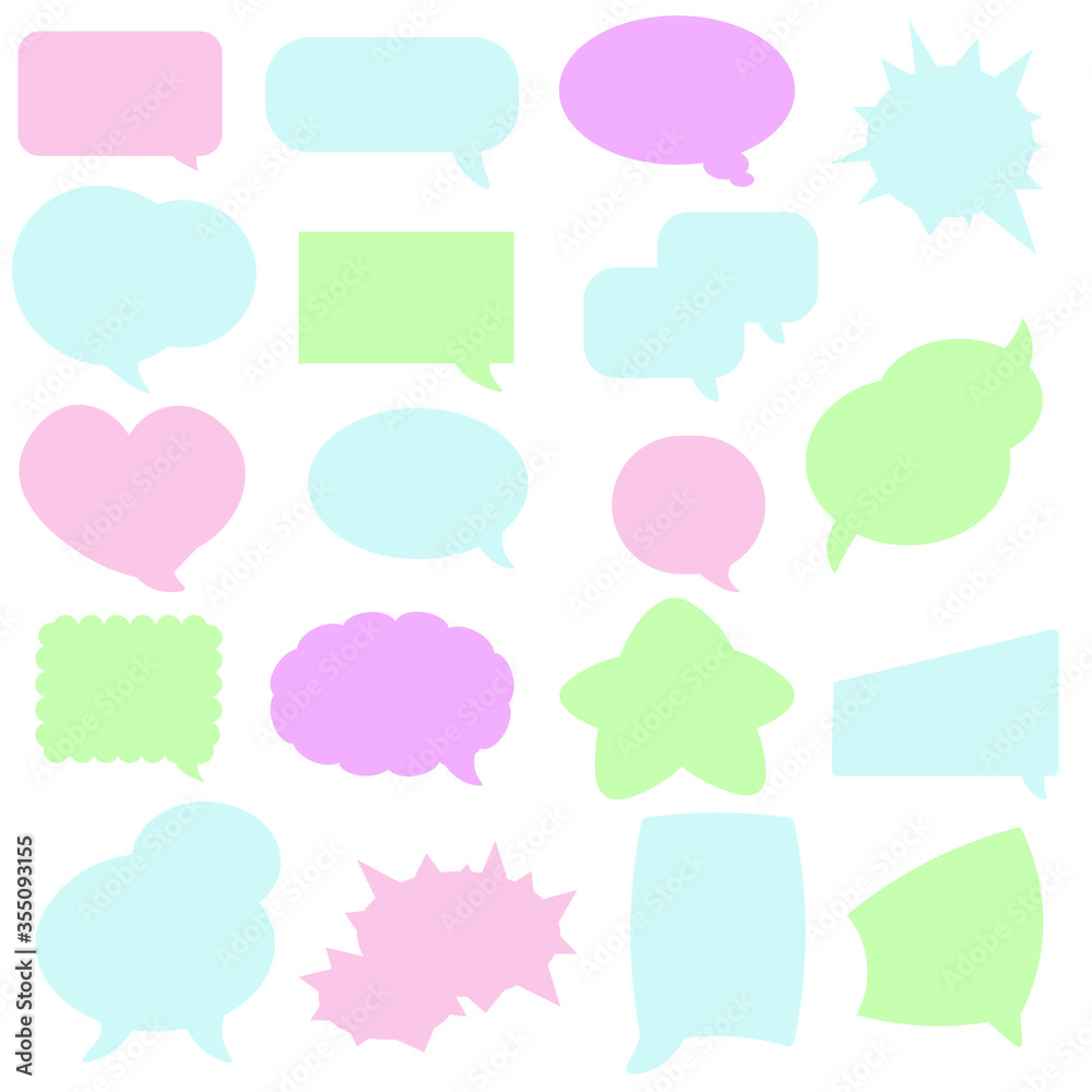 Speech bubble icon set. Vector illustration. Think sticker, Comment speech and talk bubble. Color cloud. Speech bubble icon set. Vector illustration. Think sticker, Comment speech and talk bubble. Color cloud.