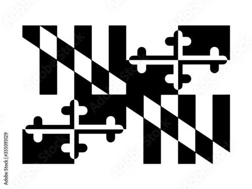 Maryland MD State Flag. United States of America. Black and white EPS Vector File.
