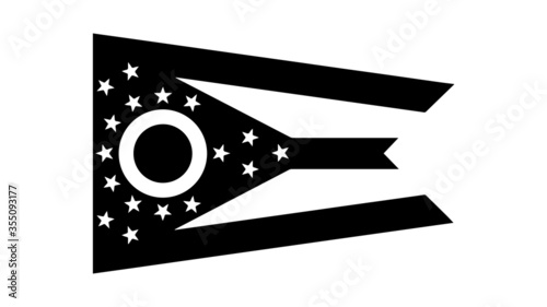 Ohio OH State Flag. United States of America. Black and white EPS Vector File.