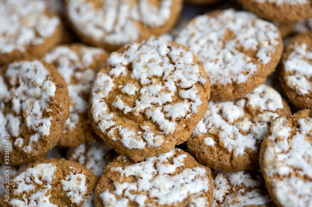 Frosted oatmeal cookies.