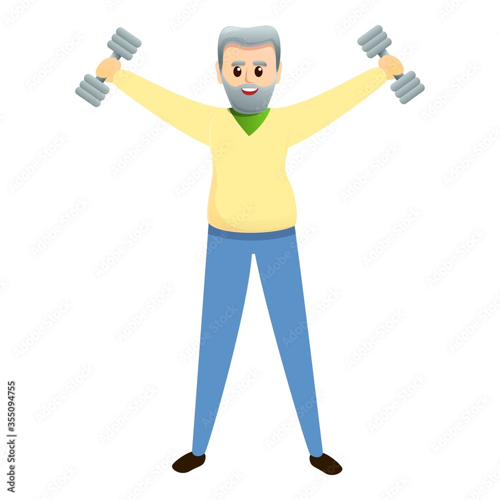 Grandpa exercise icon. Cartoon of grandpa exercise vector icon for web design isolated on white background Grandpa exercise icon. Cartoon of grandpa exercise vector icon for web design isolated on white background