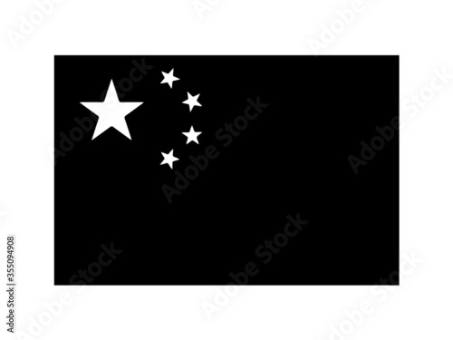China Flag Black and White. Country National Emblem Banner. Monochrome Grayscale EPS Vector File.