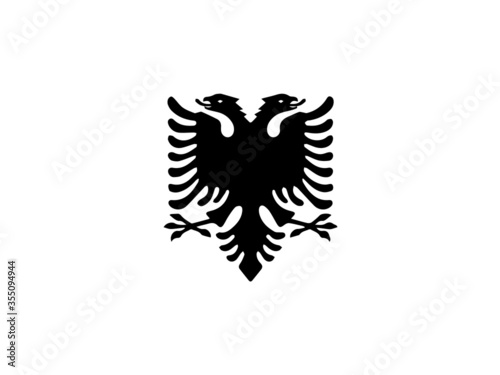 Albania Flag Black and White. Country National Emblem Banner. Monochrome Grayscale EPS Vector File.